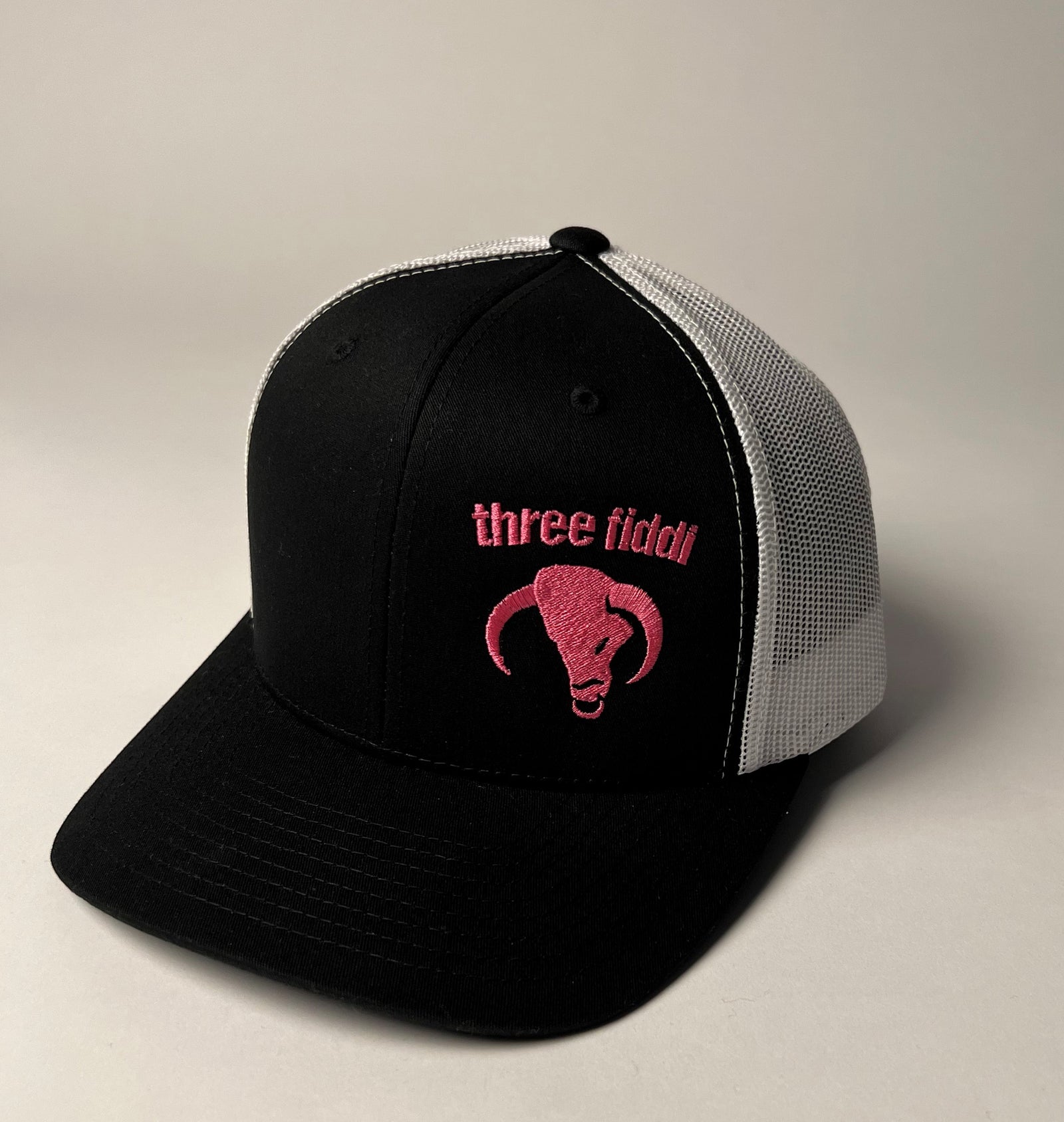 Black/White Pink Logo Trucker